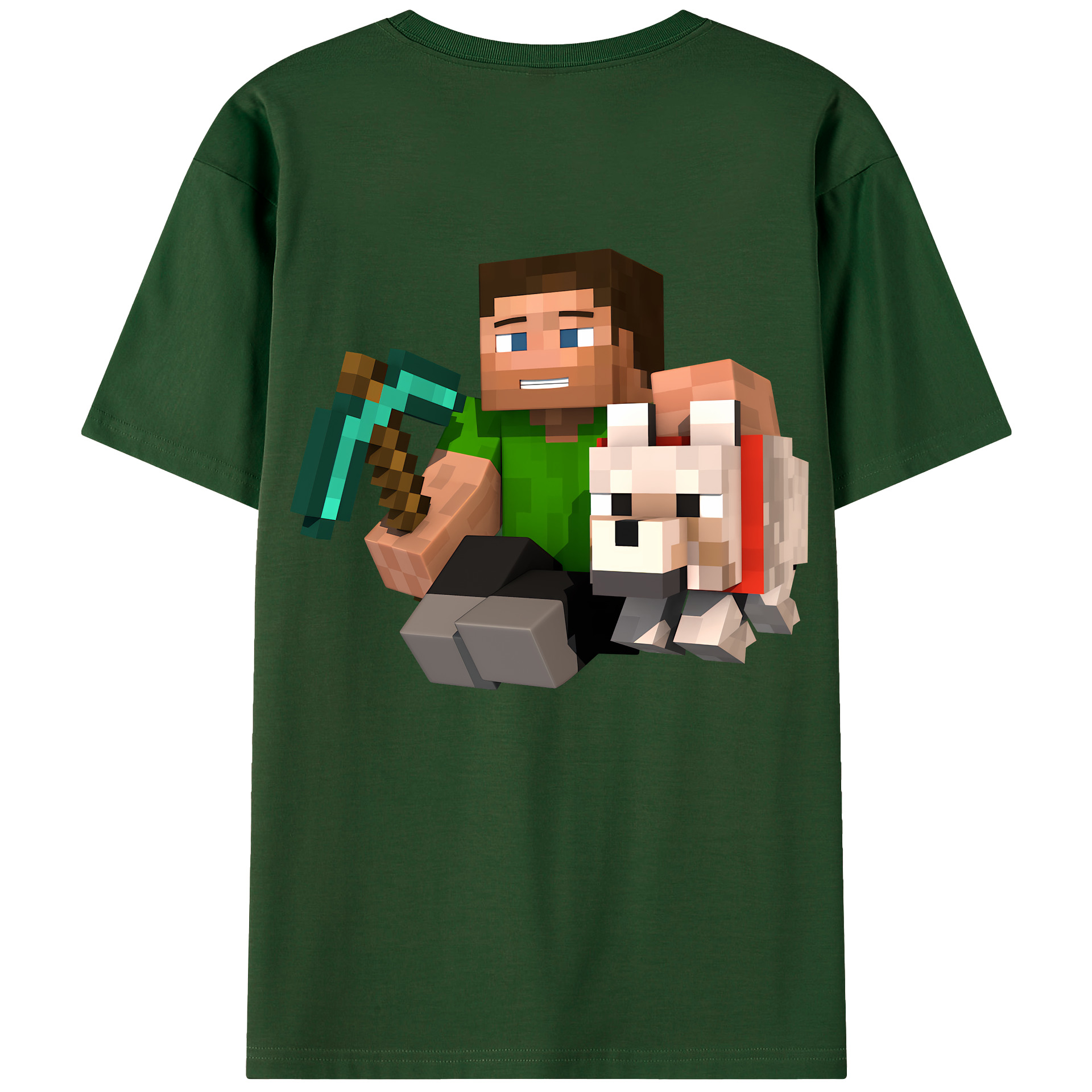 （画像用） マインクラフト ブロックの世界 Minecraft MC Block world 綿100％半袖Tシャツ（背面プリント）